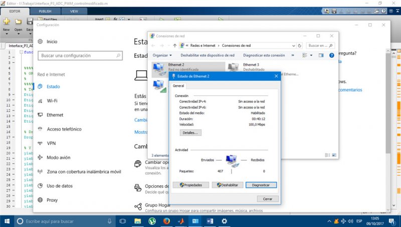 Pantalla de ordenador donde se observa la herramienta de Conexiones de red de Windows